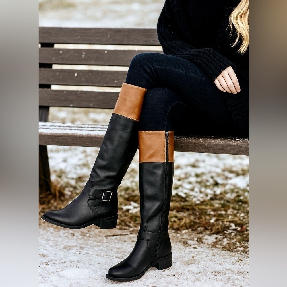 Black/Brown Knee High Boots (NWT)
